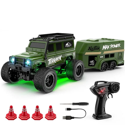1: 64 Mini Climbing Remote Control Car With Trailer Full Scale Off-road Vehicle Children Toy Model Christmas Gift