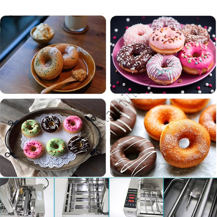 Donut Maker Commercial Stainless Steel Fryer 4 Rows Automatic Counting System Pastries & Baking Electric Ball Shape Cake Donuts