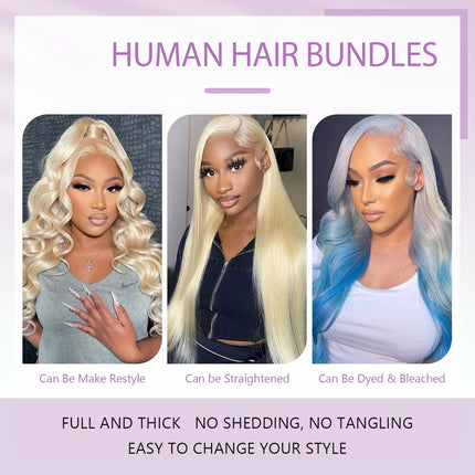 613 Blonde Bundles Human Hair Body Wave 12A Unprocessed Human Hair Brazilian Virgin Hair Weave Bundle Double Weft Hair Extension