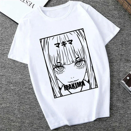 Japanese Anime Denji Tshirt Unisex Chainsaw women T Shirt Women Funny Cartoon Pochita Makima T-shirt Graphic Tees Tops Female 90