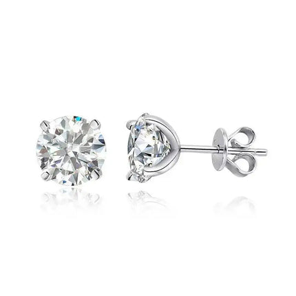 JoiasHome Pure 925 Silver Rose Gold 0.2-3CT Moissanite Stud Earrings Women Sparkling Wedding Fine Jewelry