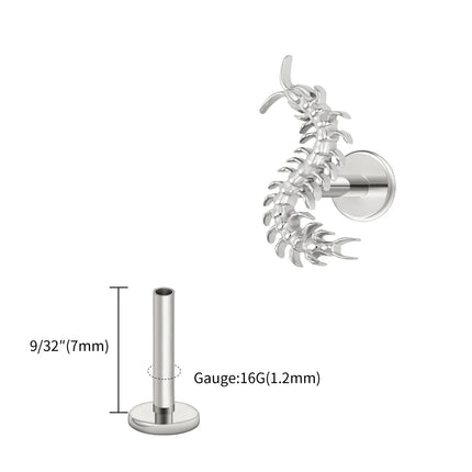 Right Grand ASTM F136 Titanium 16G Gothic Centipede Cartilage Earring Punk Helix Tragus Conch Snug Ear Labret Piercing Jewelry