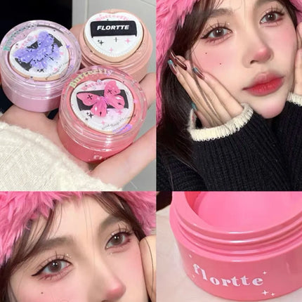 Flortte Air Powder Blush Cream Highlight Natural Nude Repair Brightening Face Thin Glitter Pure Desire Makeup With Puff