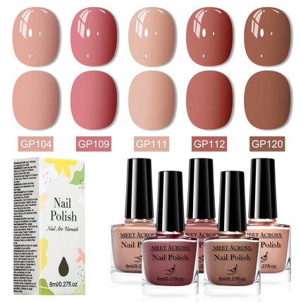 5pcs/set 8ml Water-Based Nail Polish Long Lasting Quick Drying No Need of Lamp to Cure Nail Supplies Vernis for Nails Manicure