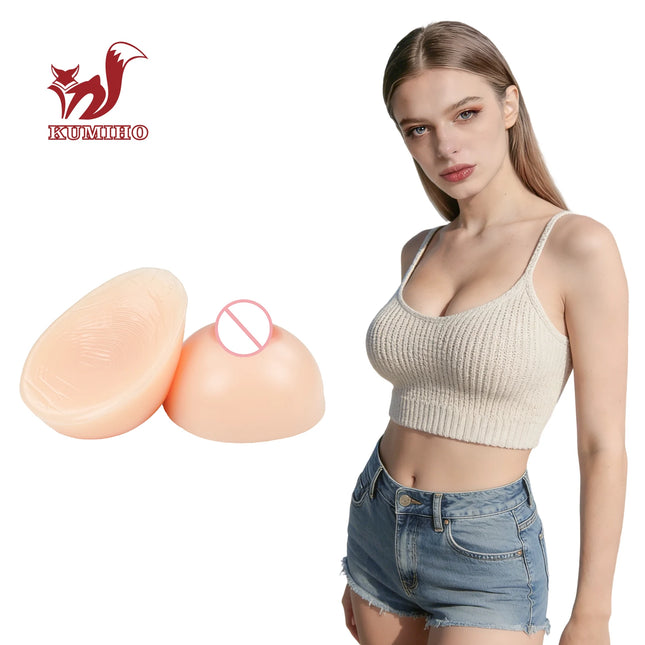 KUMIHO Fake Boobs Self-Adhesive Silicone Breast Form for Drag Queen Transgender Crossdresser Cosplay Mastectomy Prothesis