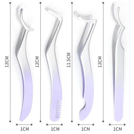 1/4 Gradient Eyelash Comb Tweezers Stainless Steel Anti-Static Non-Magnetic Professional Lashes Extension Tweezers Makeup Tools