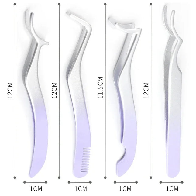 1/4 Gradient Eyelash Comb Tweezers Stainless Steel Anti-Static Non-Magnetic Professional Lashes Extension Tweezers Makeup Tools