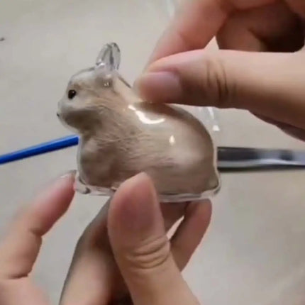 Transparent Acrylic Keychain Cat Hair Storage Capsule Animal Shaped Handmade Rabbit Hair Storage Box Portable Cute