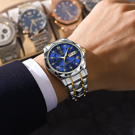 POEDAGAR Luxury Business Men's Watches Waterproof Stainless Steel Luminous Men's Wristwatch Date Week Quartz Sport Men's Watch Reloj