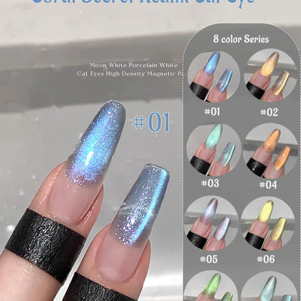 1-12pcs ZH Spring/Summer Ice Transparent Sweet Wine Glass Beads Cat Eye Nail Polish Gel New Flashy Popular Pink Nail Supplies