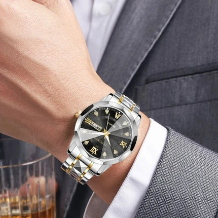 Top Brand Watch Men's Trendy Business High Quality Steel Strap Chinese English Dual Calendar Male Fashion Quartz Wristwatches