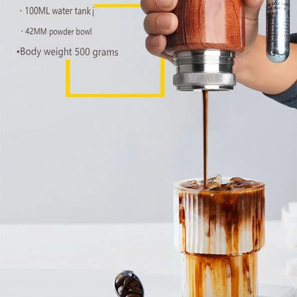 Home'Wise 42MM Pneumatic Espresso Coffee Machine Stainless Steel Portable Espresso Maker with Cup for Home and Camping