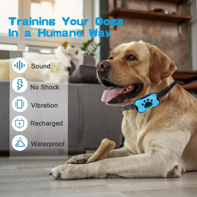 Pet Dog Anti-Barking Device USB Rechargeable Dogs Training Collar Ultrasonic Stop Barking Vibration Anti-Bark Collar