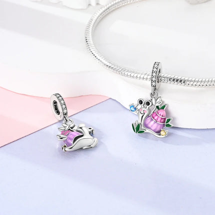 Charm 925 Sterling Silver Pink Pendant Charm Fit Original Charm Bracelet Necklace Beads DIY Jewerlry Accessories