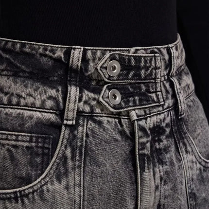 2025 Cyber Y2K Streetwear Washed Grey Baggy Cargo Jeans Pants For Men 90S Vintage Clothes Wide Leg Zipper Gothic Denim Trousers