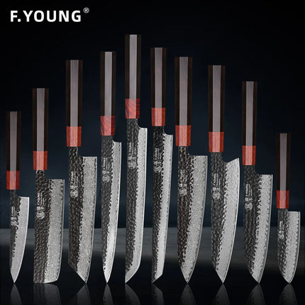 F.YOUNG Japanese Chef Knife Damascus Steel Professional Kitchen Knives Meat Slicing Sashimi Utility Hand Forged Cooking Utensils