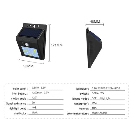 1/4pcs Solar Wall Light Outdoor Motion Sensor Night Light 20LEDs IP65 Waterproof For Garden Doorway Outdoor Lighting Street Lamp