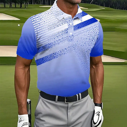 Men's Geometric Golf Sports Polo Shirts Short Sleeve Polo Shirts Lapel Casual Athleisure 3D Print Buttons Summer Polo shirts