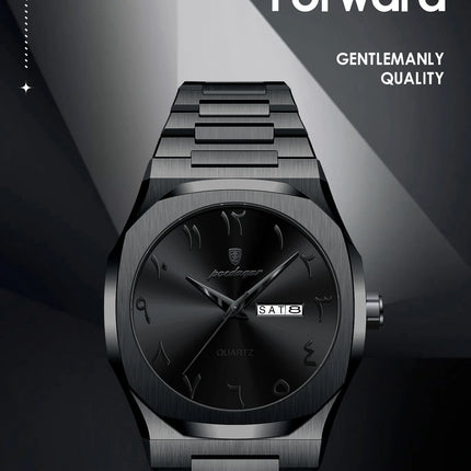 POEDAGAR Fashion High Quality Men Clock Date Week Waterproof Watch For Man Quartz Stainless Steel Luxury Men's Watches Reloj+Box