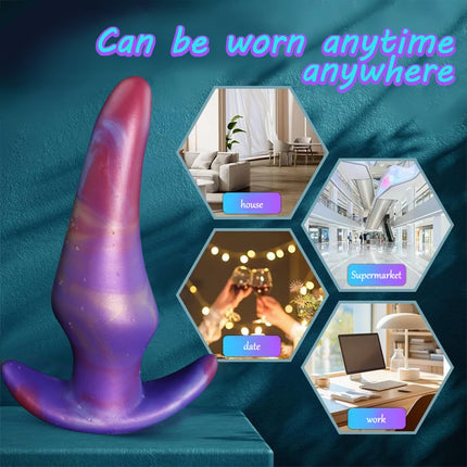 Purple Wearable Silicone Anal Plug G-Spot Stimulator Anti Drop Soft Anal Plugs Prostate Massage Liquid Silicone Huge Butt Plug
