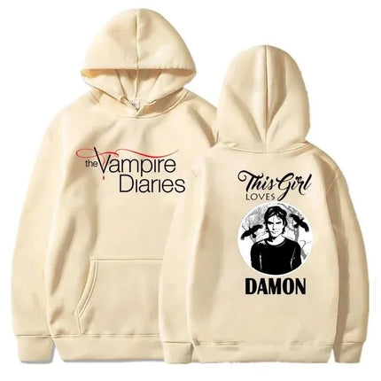 2026 The Vampire Diaries Hoodies Fashion Personality Hooded Sweatshirt Casual Outdoor Loose Long Sleeve Pullover Harajuku