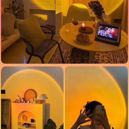 USB Sunset Lamp Sunset Projector Mood Light Living Room Bedroom Night Light Indoor Decor Bar Atmosphere Photography Background
