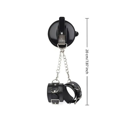 PU Leather Handcuffs with Strong Suction Cups BDSM Restraint Set Detachable Ankle Cuffs Adult Game for Couples Sex Toy