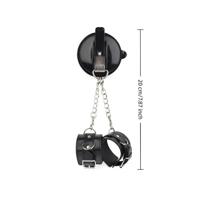 PU Leather Handcuffs with Strong Suction Cups BDSM Restraint Set Detachable Ankle Cuffs Adult Game for Couples Sex Toy
