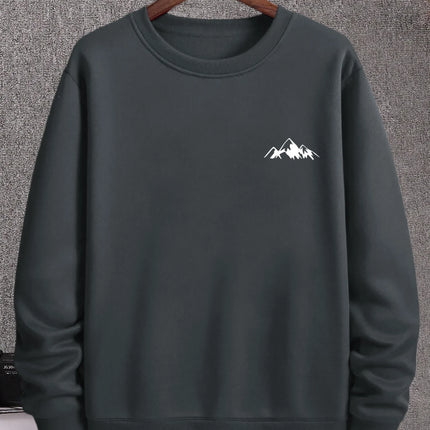 2025 Men's Oversized Urban Minimalist Mountain Premium Graphic Sweatshirt Trendy Casual Streetwear Top For Men