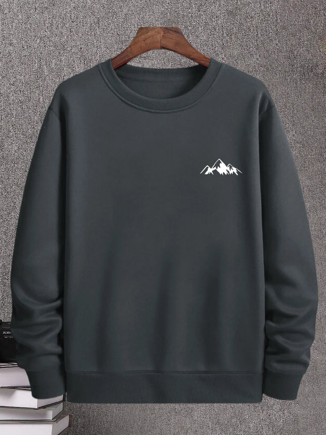 2025 Men's Oversized Urban Minimalist Mountain Premium Graphic Sweatshirt Trendy Casual Streetwear Top For Men