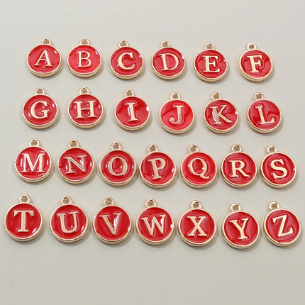 26pcs 12x14mm A-Z Letter Charms Enamel Alphabet Initial Letter Charms Pendant Handmade DIY Bracelet Jewelry Making Accessories