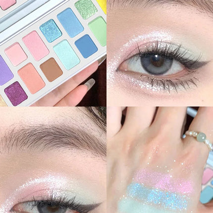 DIKALU 16 Color Eyeshadow Palette Professional Women Makeup Long-Lasting Pearly Shiny Pink Blue Green Eye Shadow Palette Glitter
