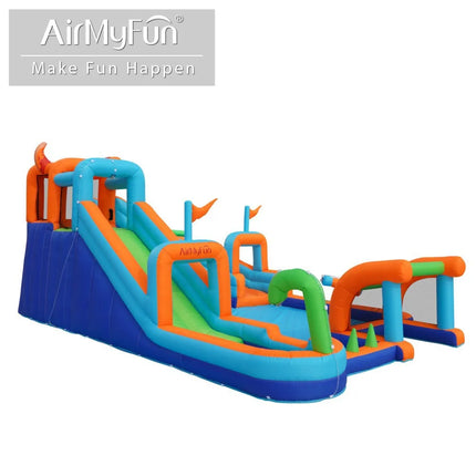 AMF Children's Inflatable Water Slide Mini Bounce House Home Inflatable Slide Playing Water Inflatable Castle Indoor Wave Pool