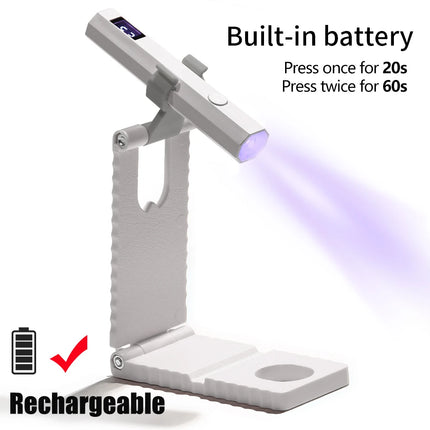 LED UV Nail Lamp with Stand Handheld UV Light with LCD Display for Gel Nails Rechargeable USB Nail Dryer for Fast Curing