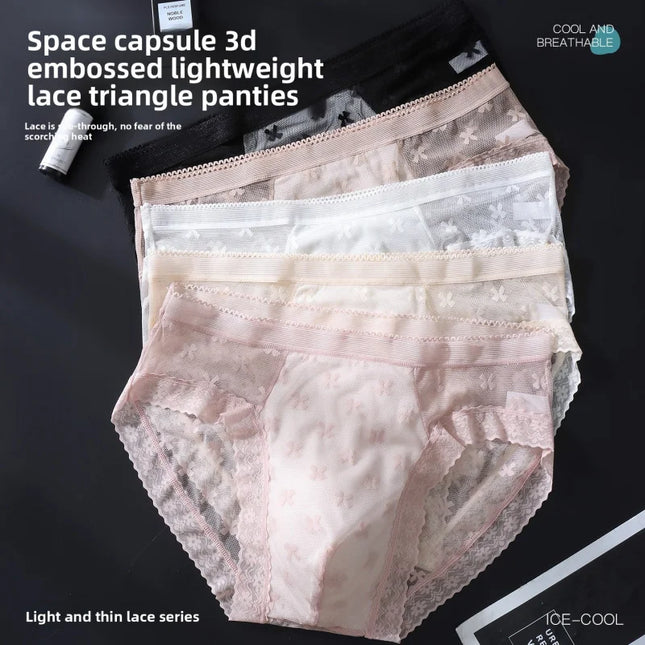 Men's Sexy Sheer Mesh Lace Briefs Cross Jacquard Embossed 3D Pouch Ice Cool Ultra Thin Low Rise Male Underwear