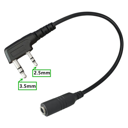 2Pin to 3.5mm Female Phone Audio Earpiece Transfer Cable For Baofeng UV-5R 8D 82 Quansheng K5 K6 TYT Kenwood Walkie Talkie