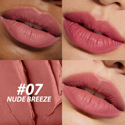 Peach Nude Velvet Matte Lipstick 12 Color Waterproof Lipstick Pencil Long-Lasting Highly-Pigment Rose Wood Lip Stain Tint Makeup