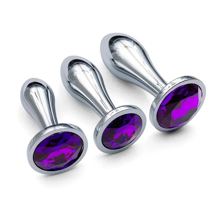 Metal Drop Anal Plug For Women Stainless Steel Three Sizes Jewel Base Butt Plug G-point Massage Adult Sex Toys Male/Famale Gay