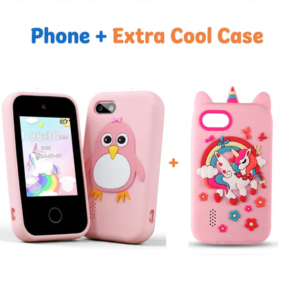 Smartphone Toy Kids with 44 Puzzle Games Dual Camera MP3 Player, Touchscreen Learning Toy Phone with Case for Boys Girls Gifts