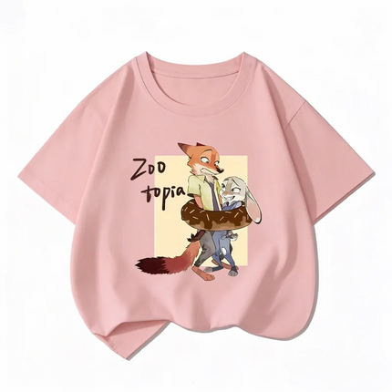 Zootopia 2 New Children's Pure Cotton T-Shirt, Cute, Versatile, Casual, Comfortable and Breathable for Boys and Girls