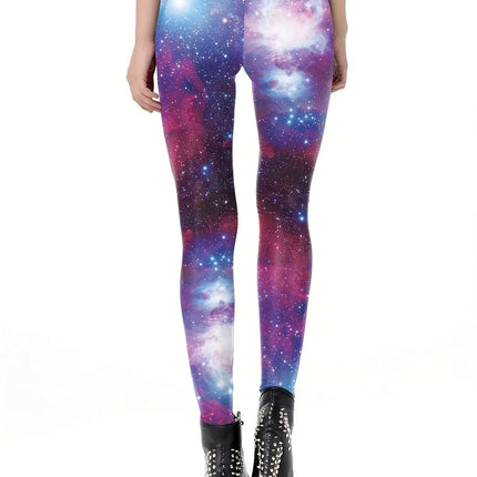 Nadanbao Women's leggings Starry Sky 3D printed slim fit high waisted leggings casual elastic leggings yoga sports pants