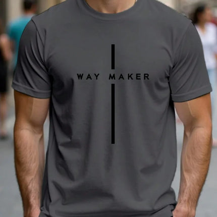 Summer men's casual sports loose oversized simple letter pattern printed round neck short sleeved T-shirt top