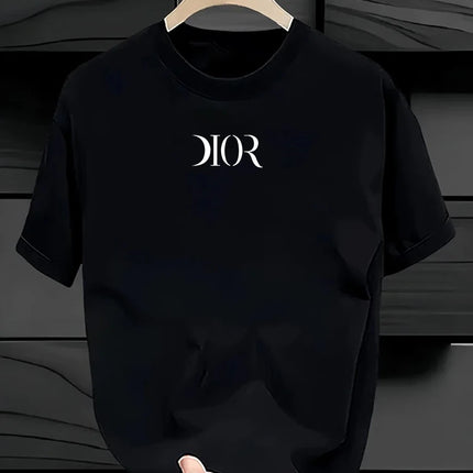 New Summe Luxury Brand T-shirt Pure Cotton Flat Print Large Size Round Neck Short Sleeve Men's and Women's Top T-shirt