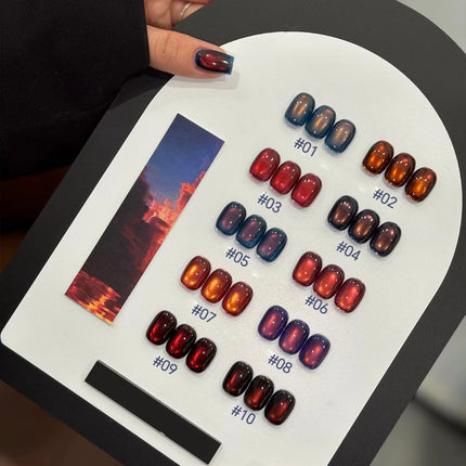 MIANEL 10ML Fiery Sunset Glass Beads Cat Eye Gel Nail Polish Winter Hot style Cat Magnetic Gel Nail Salon Black Nails 1-10pcs