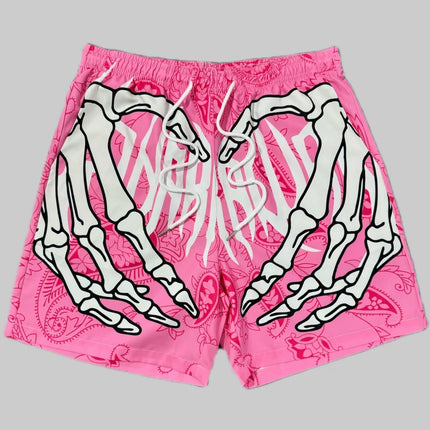 Fashion Men's 3D Skeleton Hand Printed Shorts Men Sports Breathable Oversize Beach Shorts Casual Swim Trunks Men Summer Clothing