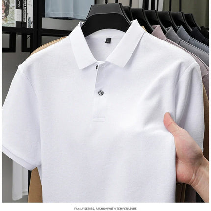 Men's 100% Cotton Polo Shirt - Summer Casual Breathable Tee, 19 Colors, Ideal for Golf and Sports, Business Casual, Silk-Like Finish