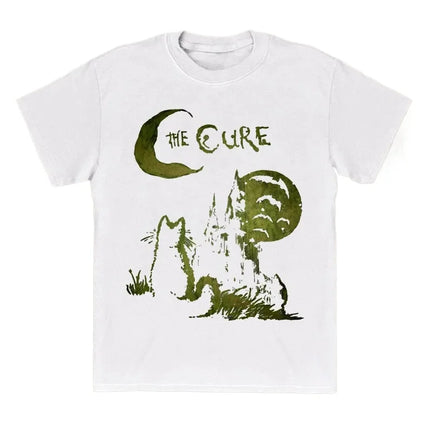 The Cure Cat T-shirt 90s Alt Indie Rock Clothes Band T Shirt Hip Hop Tee Men Women Cotton Oversize Clothing Y2k Tops