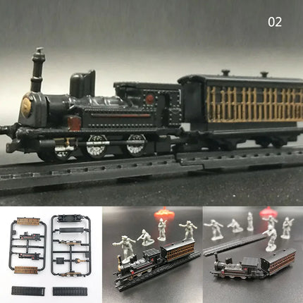 1/200 4D Steam Electric Locomotive Train Model 7cm Mini Plastic Building Kit Sand Table Assembly Toy For Children Gift