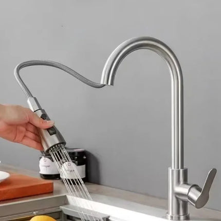 Kitchen Faucet Single Hole Pull Out Spout Kitchen Sink Mixer Tap Stream Sprayer Head Chrome/Black Mixer Tap
