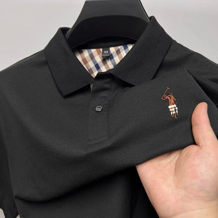 Luxury brand embroidered short sleeve POLO shirt men summer golf top high-end silk cotton fashion business casual Paul T-shirt